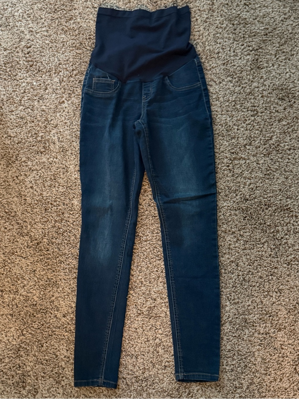 Indigo Blue Dark Blue Maternity Jeggings with Overband